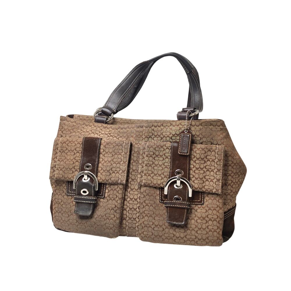 Coach Large Expandable Soho Purse - Brown Signature Textile Jacquard - Picture 2 of 11